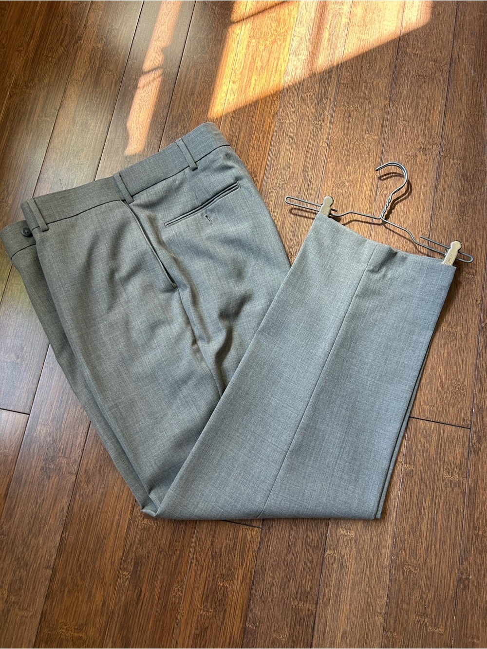 Stafford Men's Gray Dress Pants 36x30 Wool Blend Flat Front Career Office Slacks